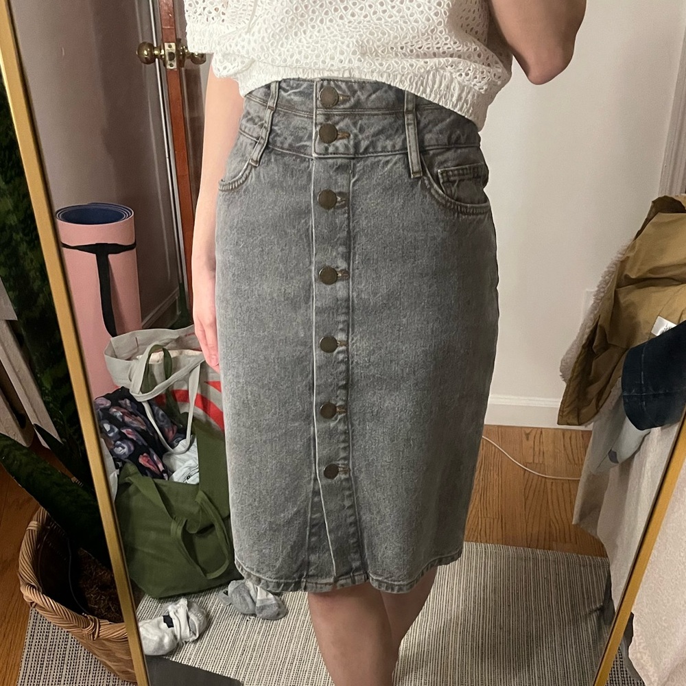 Denim Button-Up Skirt